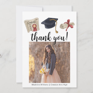 Graduation moderne Deux Cartes de remerciements ph