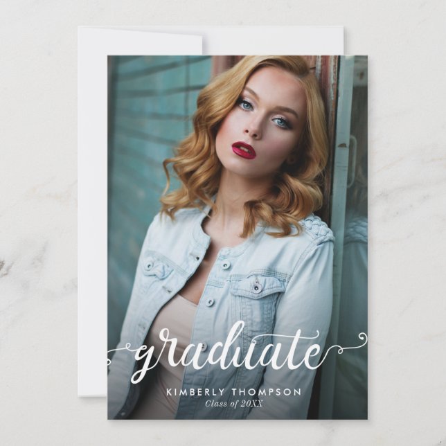 Graduation Moderne Faire-part de script photo (Devant)