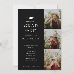 Graduation moderne fête 4 Invitation photo