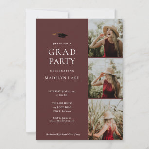 Graduation moderne fête 4 Invitation photo