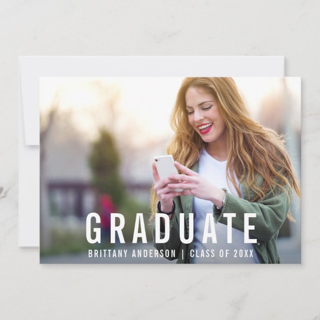 Graduation moderne | Graduate Photo Faire-part (Devant)