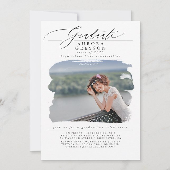 Graduation Moderne Minimale Photo Invitation (Devant)