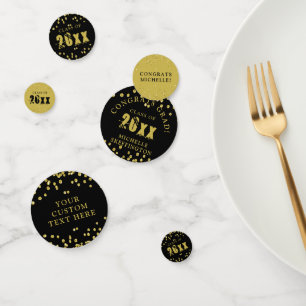 Graduation moderne Noir Gold Confetti Année de cla
