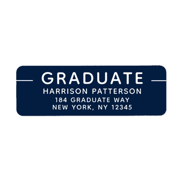 Graduation Moderne Script Bleu Blanc (Devant)