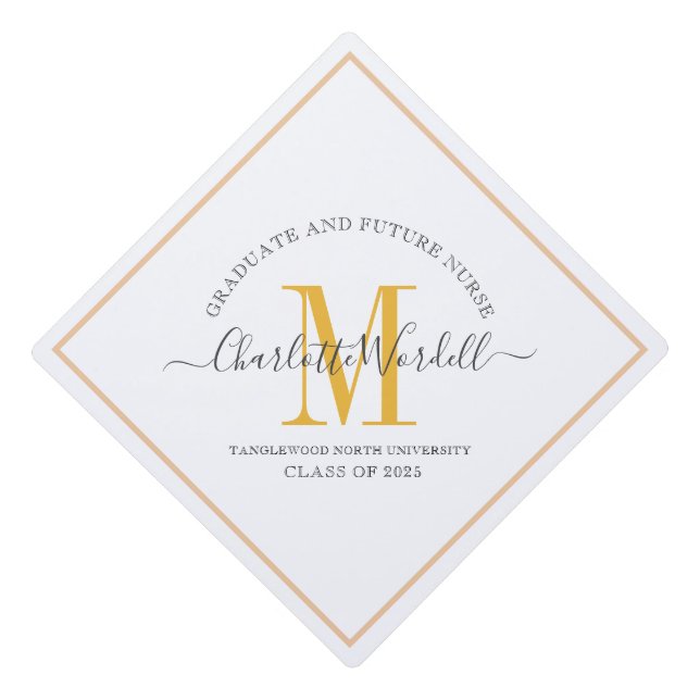 Graduation Monogram Future Nurse  Cap Topper (Front)