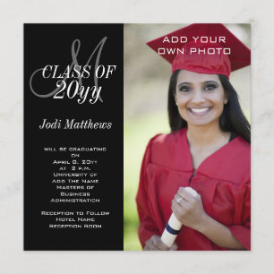 Graduation Monogram Photo Invitation