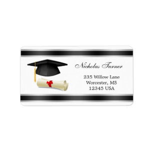 Graduation Mortar cap & diploma Avery Label