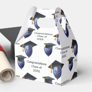 Graduation Mortarboard and Balloons Favor Box