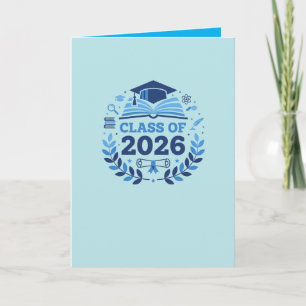 Graduation Motif Class of 2026 BlueTheme Blank Card