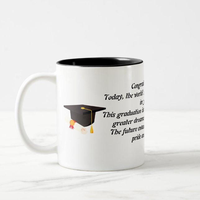  Graduation mug Graduation Hat With Words  (Left)