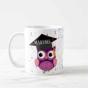 Graduation Mug with purple owl cap and gown