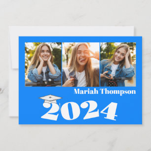 Graduation Multi Photo Blue Class Of 2023 QR Code Invitation