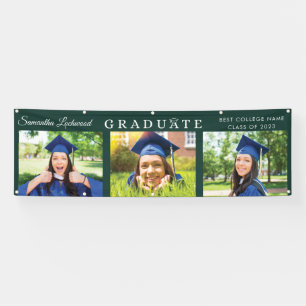 Graduation Multi Photo Elegant 2026 Green Party Banner