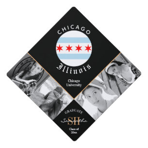 Graduation multi photo hat, elegant, Chicago  Cap Topper