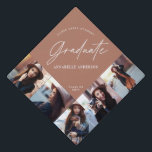 Graduation multi photo modern elegant terracotta cap topper<br><div class="desc">Graduation gift multi photo script modern elegant stylish contemporary design. Contemporary terracotta colorway</div>