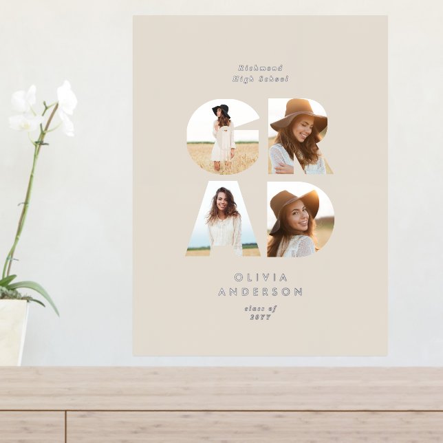 Graduation multi photo modern simple elegant foil  prints (In Situ (Entry Table))