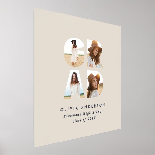 Graduation multi photo modern simple elegant foil prints (Laydown)