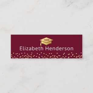 Graduation Name Card Burgundy Gold Glitter