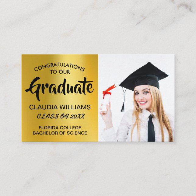 Graduation Name Card - Elegant Classic Insert Card (Front)
