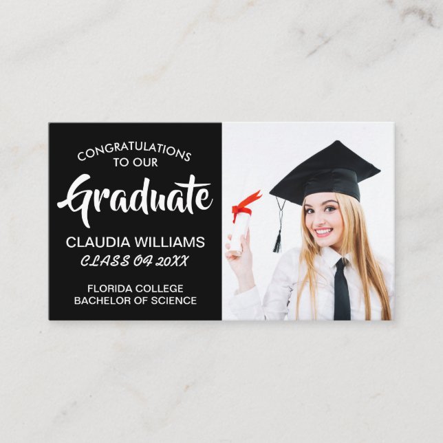 Graduation Name Card - Elegant Classic Insert Card (Front)