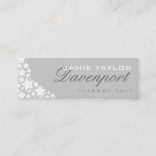 Graduation Name Card Light Grey White Stars