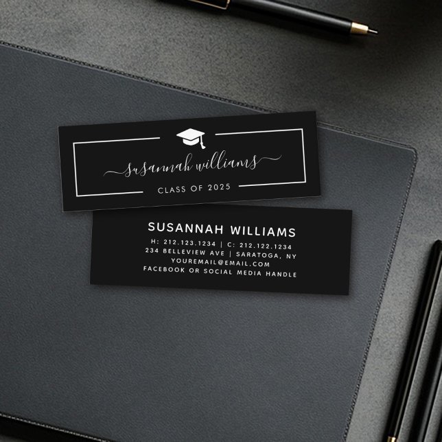 Graduation Name Card | Modern Script Black Card (Creator Uploaded)