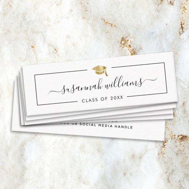 Graduation Name Card Modern Script Insert Gold Cap (Creator Uploaded)