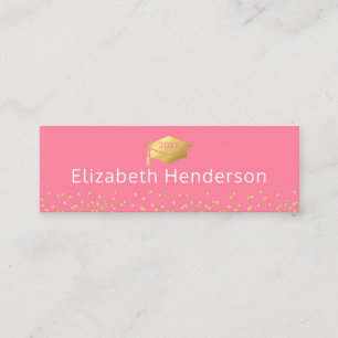 Graduation Name Card Pink Gold Glitter