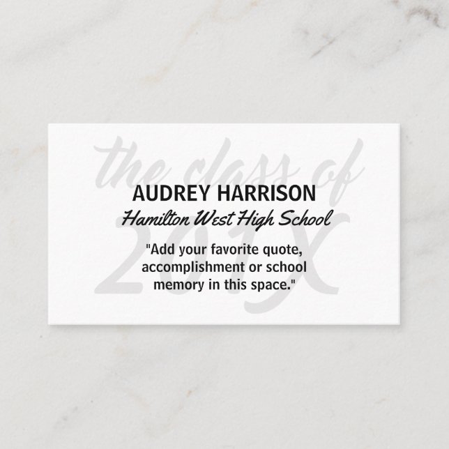 Graduation Name Card Senior Year Inserts Grey Key (Front)