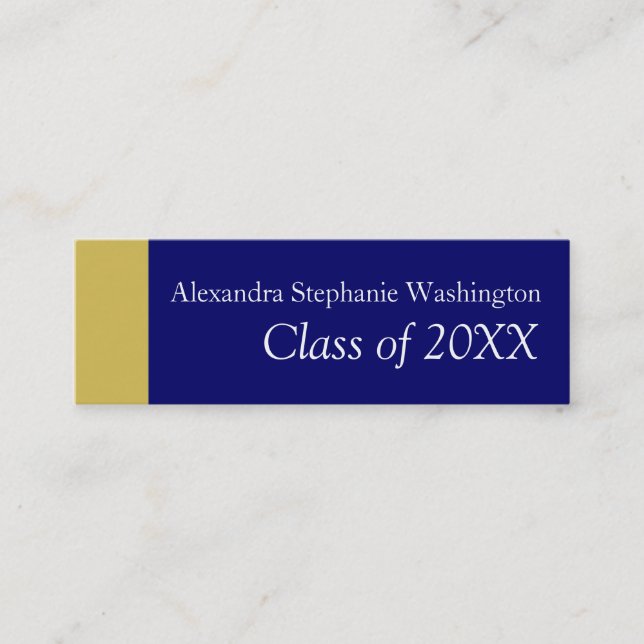 Graduation Name Card Set, Blue/Gold Keepsake (Front)