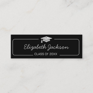 Graduation Name Card   Silver Glitter Insert Card
