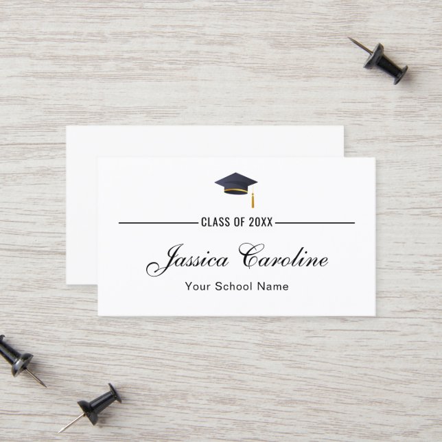 Graduation Name Card . Simple Classic Insert Card (Front/Back In Situ)