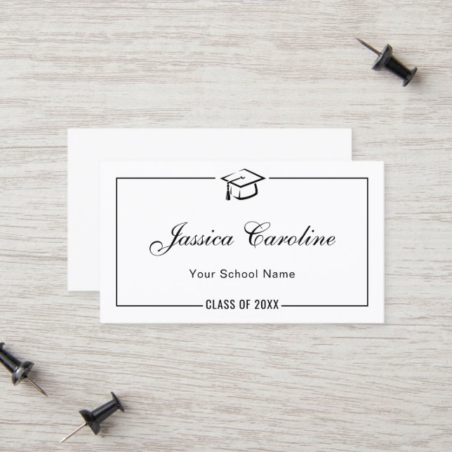 Graduation Name Card . Simple Classic Insert Card (Front/Back In Situ)