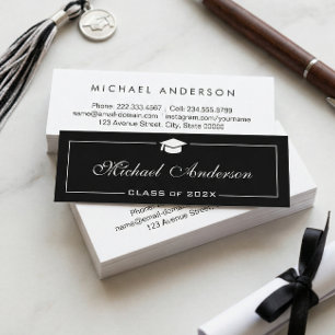 Graduation Name Card - Stylish Black and White