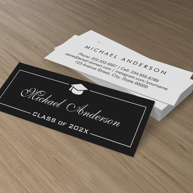 Graduation Name Card - Stylish Black and White (Creator Uploaded)