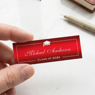 Graduation Name Card - Stylish Plain Red Gradient