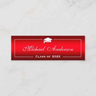 Graduation Name Card - Stylish Plain Red Gradient