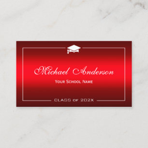 Graduation Name Card - Stylish Plain Red Gradient