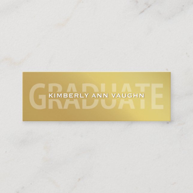 Graduation Name Cards Faux Gold Foil Letterpress (Front)
