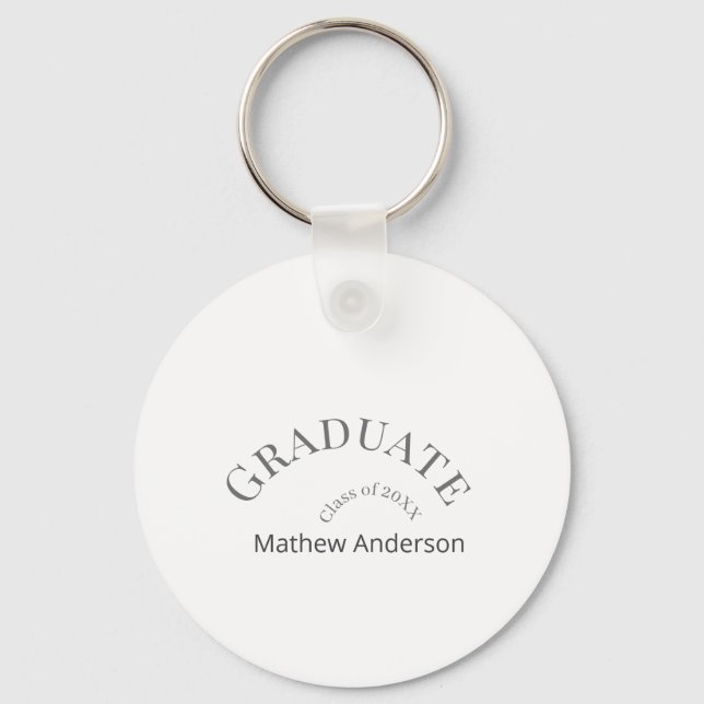 Graduation name class of 20XX grey bold stylish  Keychain (Front)