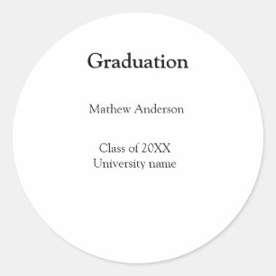 Graduation name class of 20XX university name simp Classic Round Sticker