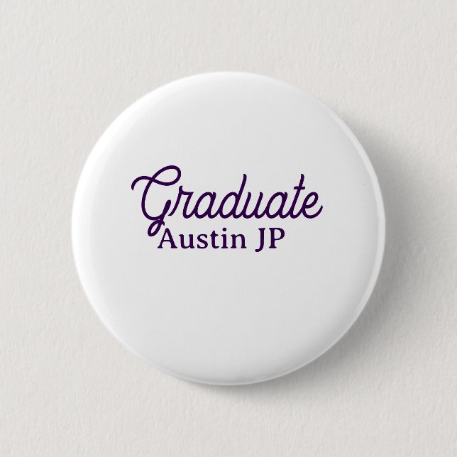 Graduation name purple simple minimal stylish call 2 inch round button (Front)