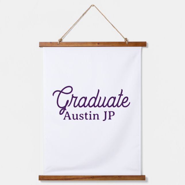 Graduation name purple simple minimal stylish call hanging tapestry (Front)