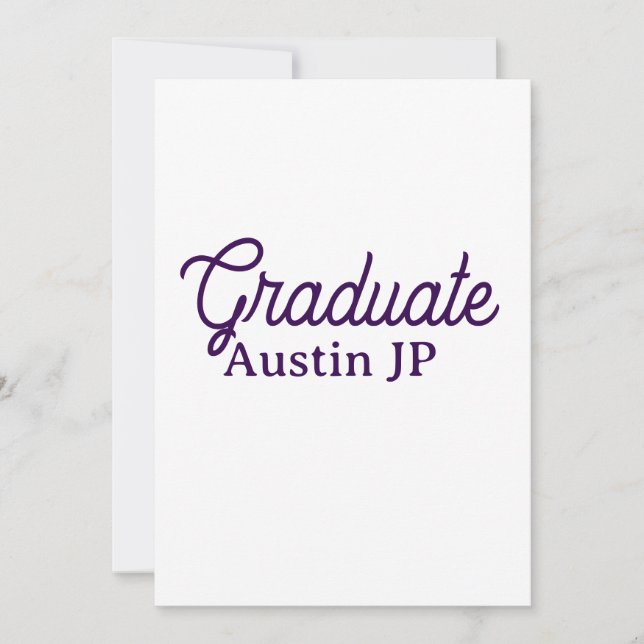 Graduation name purple simple minimal stylish call invitation (Front)