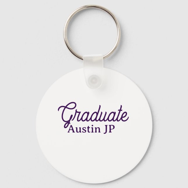Graduation name purple simple minimal stylish call keychain (Front)