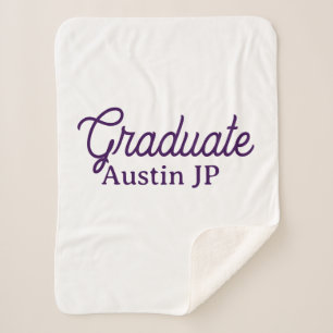 Graduation name purple simple minimal stylish call sherpa blanket