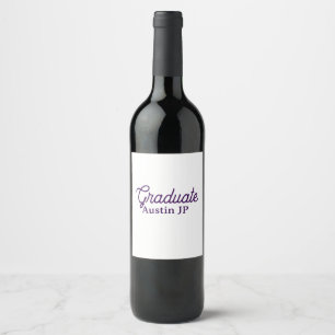 Graduation name purple simple minimal stylish call wine label