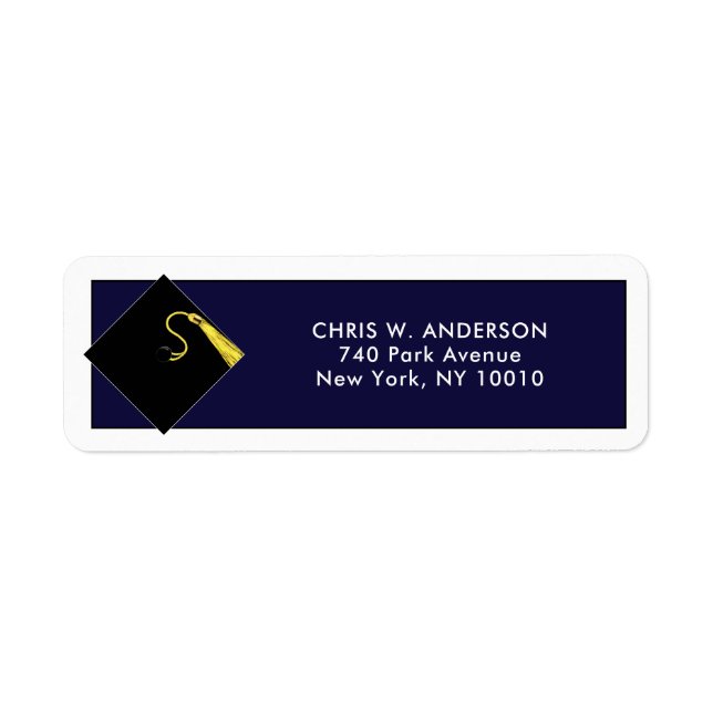 Graduation Navy Blue Return Address Labels (Front)