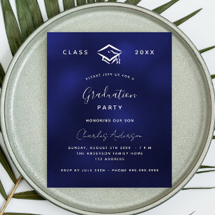 Graduation navy blue white 2024 budget invitation flyer