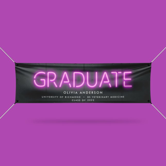 Graduation neon black pink photo modern party bann banner (Creator Uploaded)